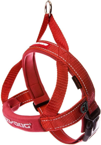 EzyDog Premium Quick Fit Adjustable No-Pull Dog Harness Vest with Reflective Stitching - Perfect for Training, Walking, and Control - Padded for Comfort (Medium, Red)