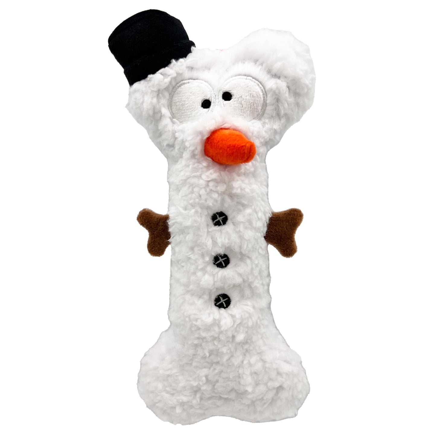 Huxley & Kent for Dogs | Snowman Bone | Christmas Holiday Power Plush Dog Toy with Squeaker | Funny Dog Toy Gift | Fun, Durable, and Safe | H&K Squeaky Dog Toys