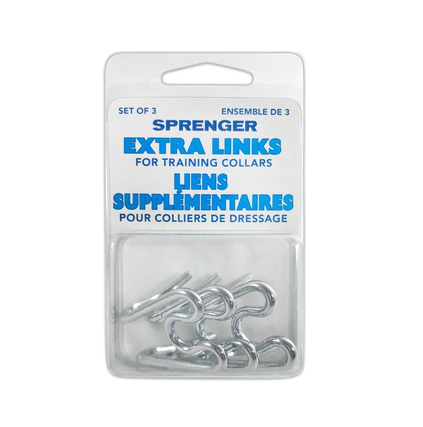 Herm SPRENGER Prong Dog Collar Extra Links, Set of (3) 3.25 mm Chrome Links, Steel Chrome Plated Dog Prong Collar Links, Pinch Collar and Dog Correction Collar Links, Prong Training Collar Links