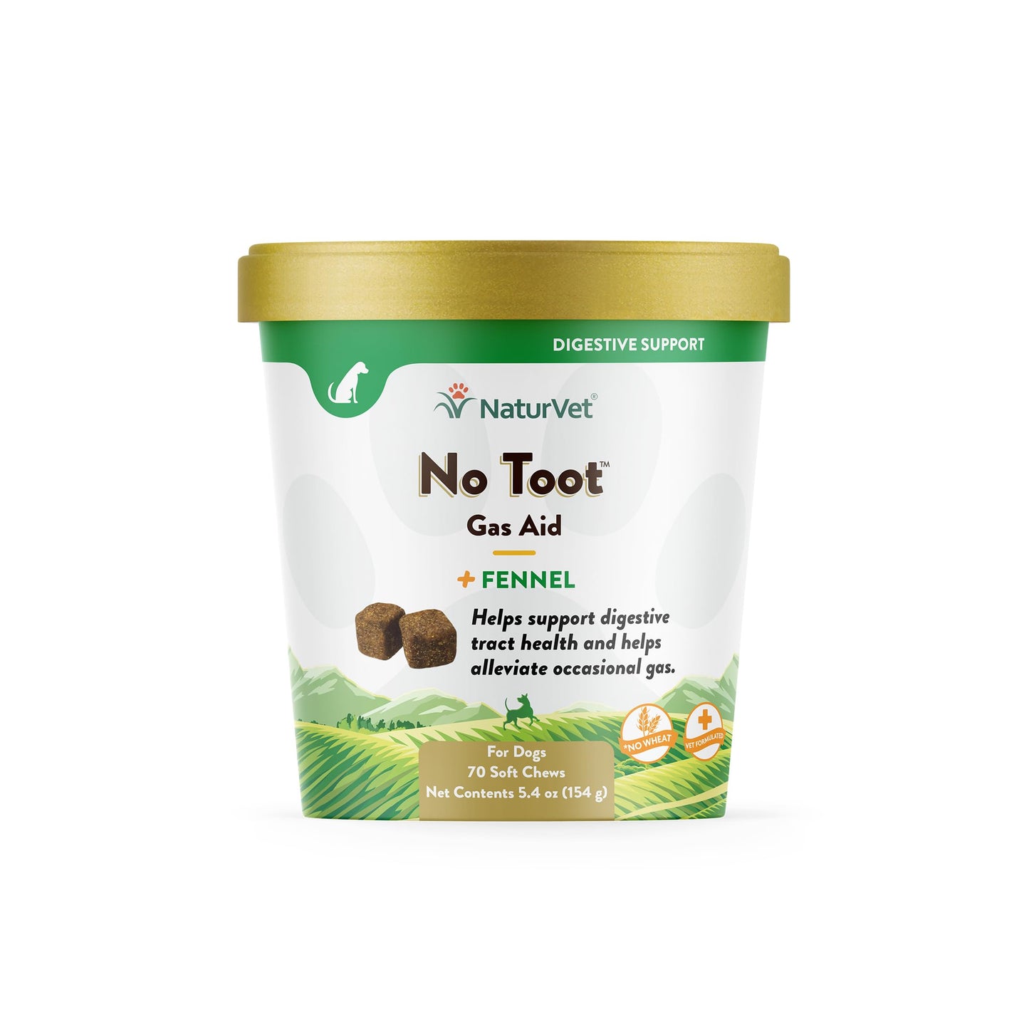 NaturVet - No Toot Gas Aid For Dogs Plus Fennel - 70 Soft Chews | Alleviates Intestinal Gas | Helps Reduce Stool & Urine Odors | 30 Day Supply