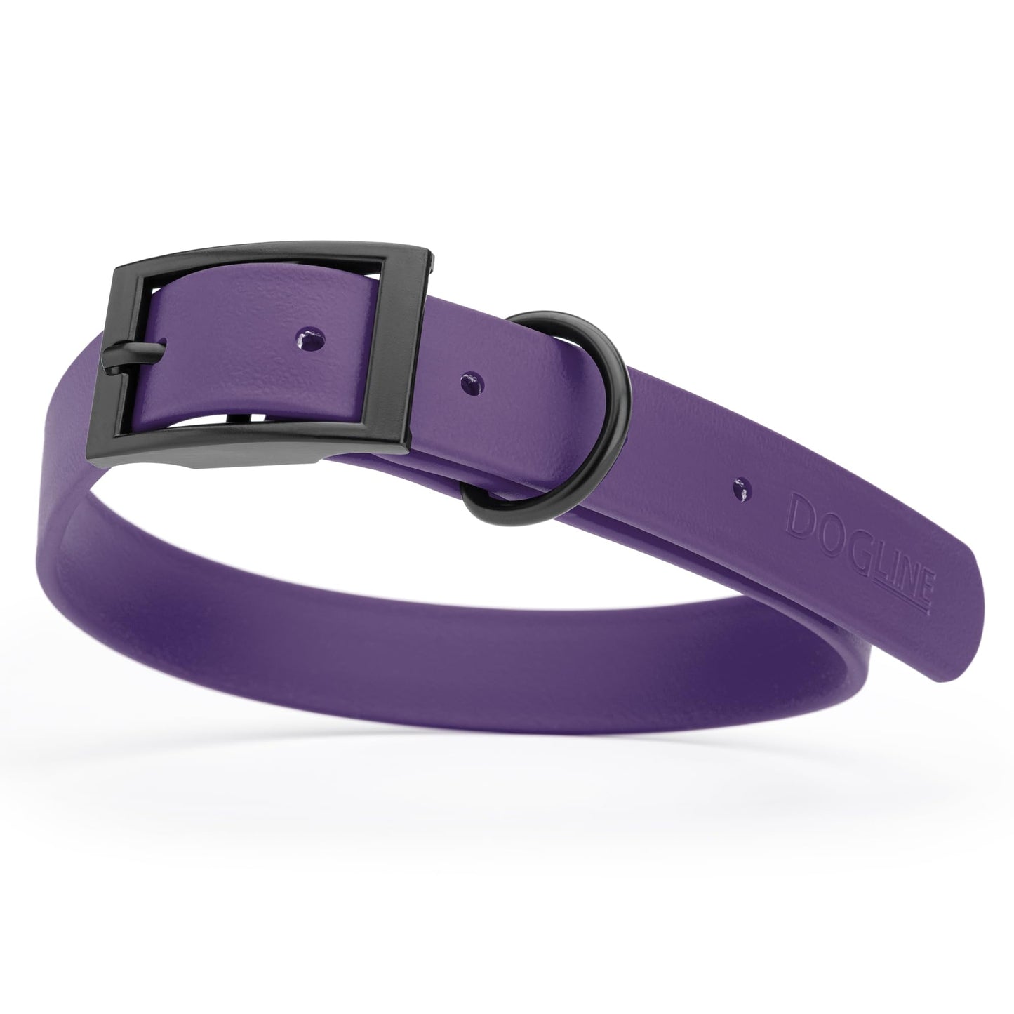 Dogline Biothane Waterproof Dog Collar Strong Coated Nylon Webbing with Black Hardware Odor- Proof for Easy Care Easy to Clean High Performance Fits Small Medium or Large Dogs, Violet Purple