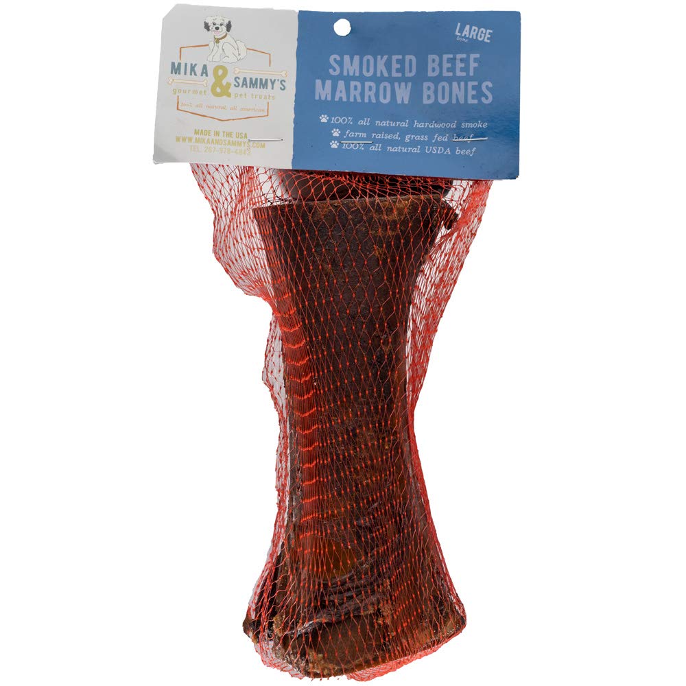 Mika & Sammy's Smoked Beef Marrow Dog Bones for Large & Aggressive Chewers- Made in USA