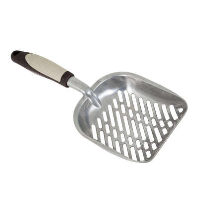 Petmate Metal Cat/Kitty Litter Scoop, Deep Shovel, Premium Non-Stick Large Scooper with Non-Slip Handle & Curved Design for Maximum Coverage