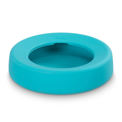 Messy Mutts Silicone Non-Spill Bowl | Dog or Cat Travel Necessity | Splash Less Food/Water Bowl for Pets | Slobber Stopper Water Bowl | 5.25 Cups (Blue)