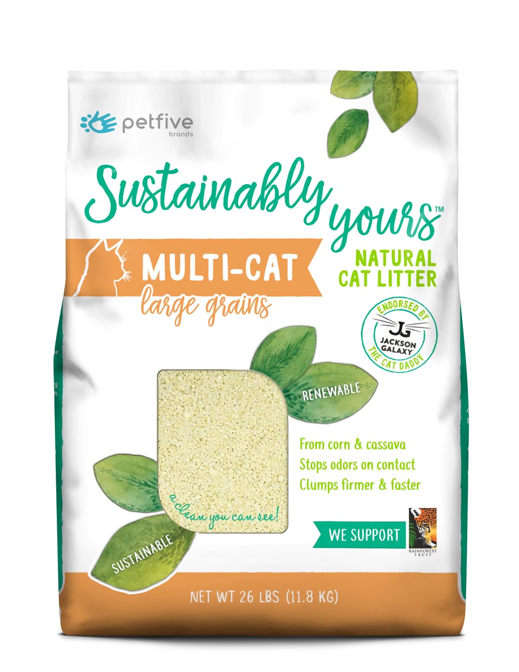 Sustainably Yours Natural Cat Litter, Large Grains, 26 lbs