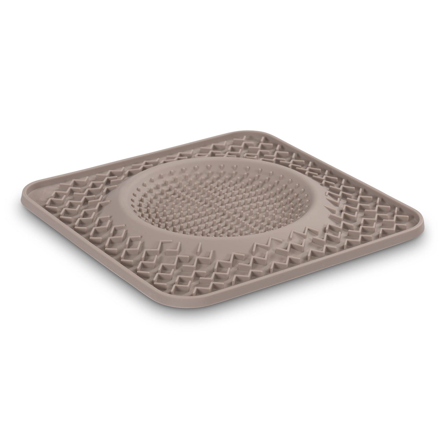 Messy Mutts Silicone Therapeutic Licking Bowl Mat | 10" x 10" | Slow Feeder Mat for Boredom & Anxiety | Lick Pad for Dogs & Cats (Grey)