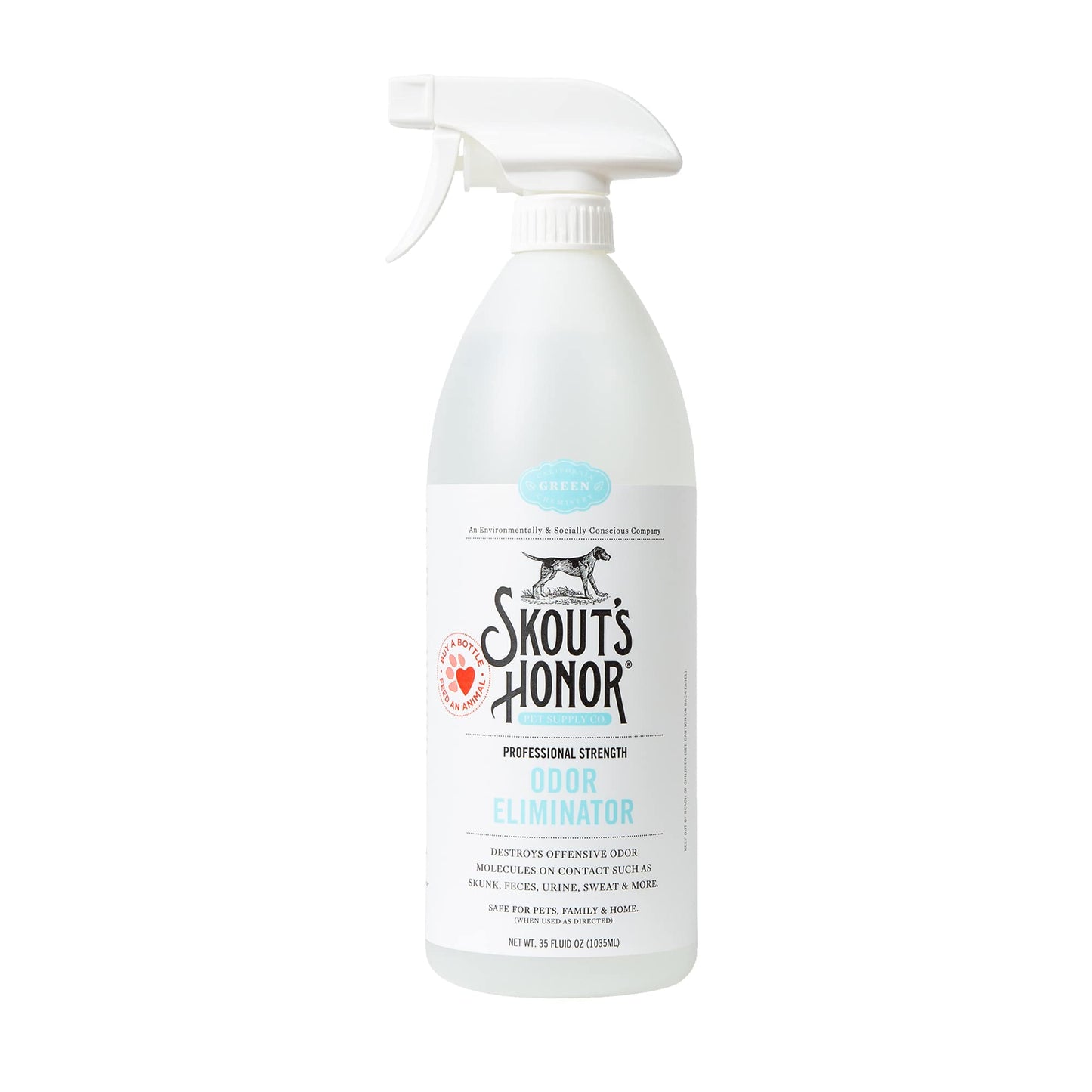 SKOUT'S HONOR Odor Eliminator - Plant-Powered Deodorizer for Offensive Pet Odors, Destroys Molecules On Contact - Biodegradable, Eco-Friendly, No Residue, 35 oz