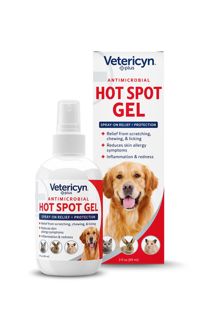 Vetericyn Plus Dog Hot Spot Gel | Spray-On Hot Spot Care for Dogs, Relieves Dog Itchy Skin and Allergy Symptoms, Helps with Skin Inflammation and Redness, Safe for All Animals. 3 ounces