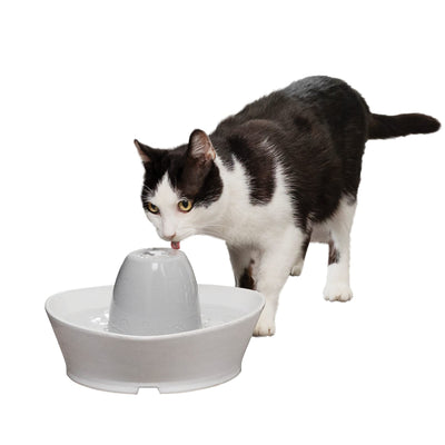 PetSafe Ceramic Pet Fountain - for Cats and Small Dogs - 60 Oz Water Capacity - Whisper-Quiet Water Flow - Great for Shy or Timid Pets - Fresh, Filtered Water