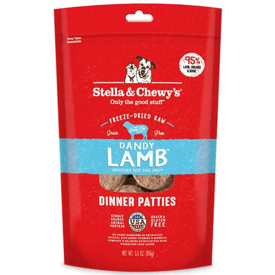 Stella & Chewy's Freeze Dried Raw Dinner Patties - Grain Free Dog Food, Protein Rich Dandy Lamb Recipe - 5.5 oz Bag