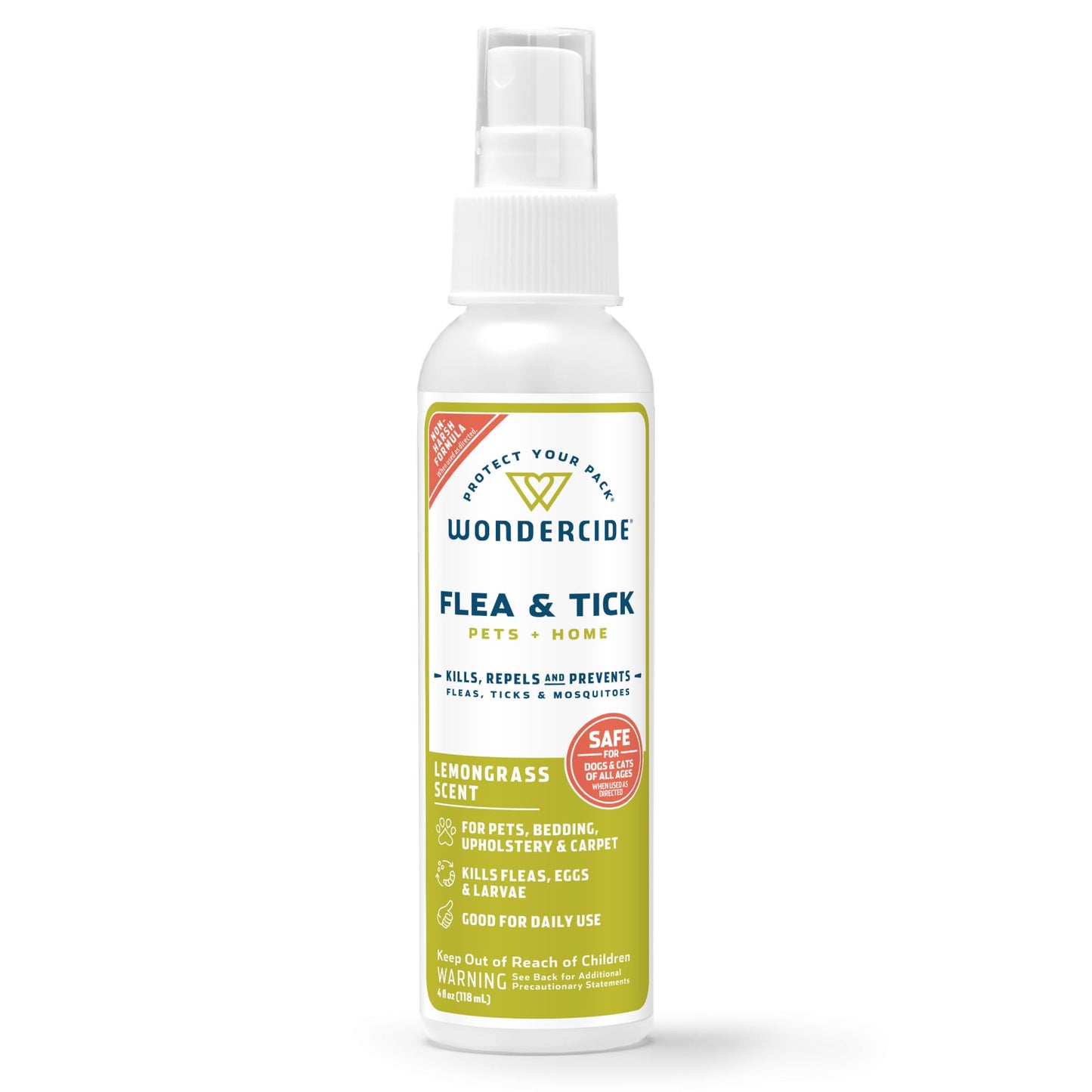 Wondercide - Flea, Tick & Mosquito Spray for Dogs, Cats, and Home - Flea and Tick Killer, Control, Prevention, Treatment - with Natural Essential Oils - Pet and Family Safe - Peppermint 4 oz