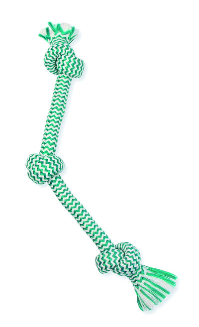 Mammoth Flossy Chews EXTRA FRESH 3 Knot Tug - Premium Cotton-Poly Yarn with Dental Floss Tug Toy for Dogs - Interactive Dog Rope Toy - Tug Dog Chew Toy for Medium Dogs - Medium, 20”