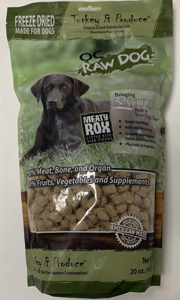 OC Raw Meaty Rox Turkey and Produce Freeze Dried Dog Treats, 20 -z Bag