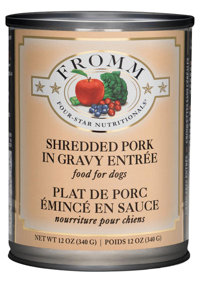 Fromm Four-Star Nutritionals Shredded Pork in Gravy EntrÃ©e Dog Food - Premium Wet Dog Food - Pork Recipe - 12 oz Can