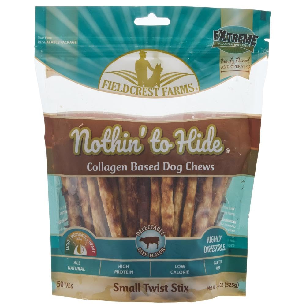 Fieldcrest Farms SPOT Ethical Products Nothin' to Hide Twist Stix, Beef Flavor (50 Pack)