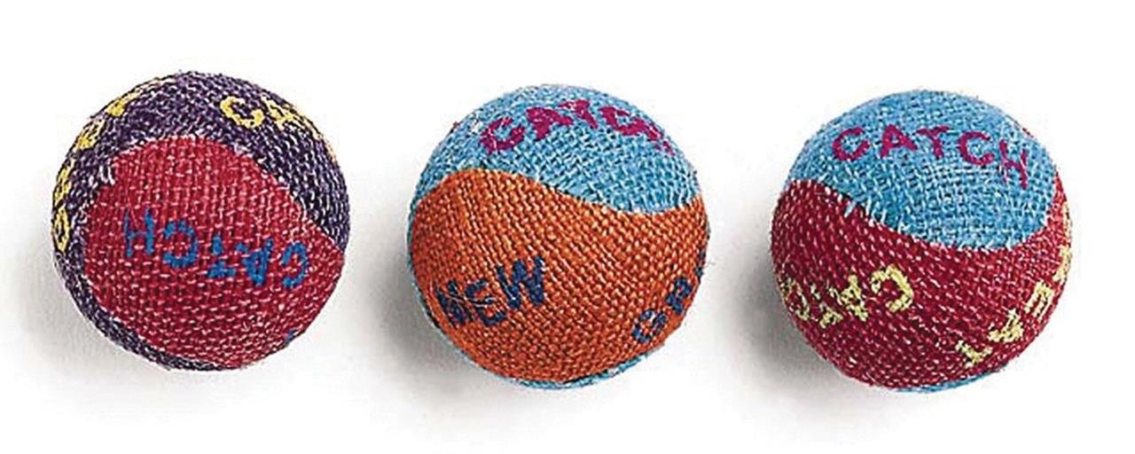 Ethical Burlap Balls Cat Toys Assorted Colors, 3-Pack