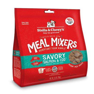 Stella & Chewy's Freeze Dried Raw Savory Salmon & Cod Meal Mixer - Dog Food Topper for Small & Large Breeds - Grain Free, Protein Rich Recipe - 3.5 oz Bag