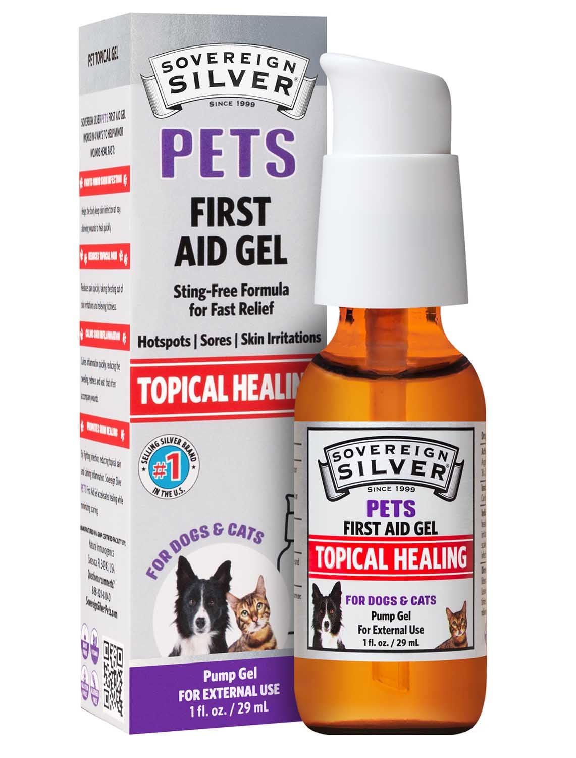 Sovereign Silver First Aid Gel for Pets - Topical Healing for Dogs and Cats, 1oz Pump Gel