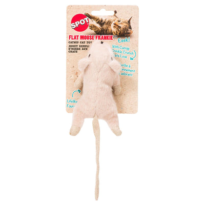 SPOT Flat Mouse Frankie with Catnip - Cat Toy, Fuzzy Mice with Catnip and Crinkle Sound, Perfect Size for Pouncing on, Chasing, Hunting - 5.5in Plush Toys, Assorted Colors