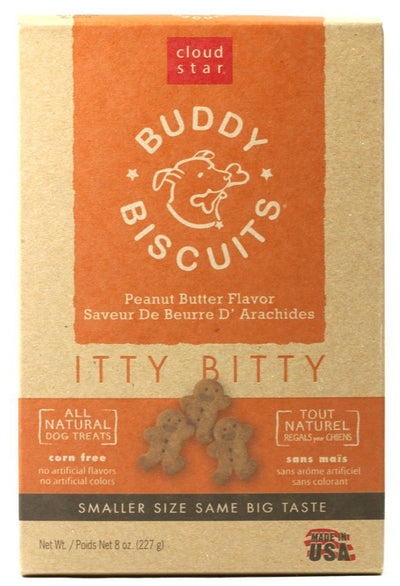 Cloud Star Itty Bitty Buddy Biscuits Dog Treats, 8oz Box, Peanut Butter