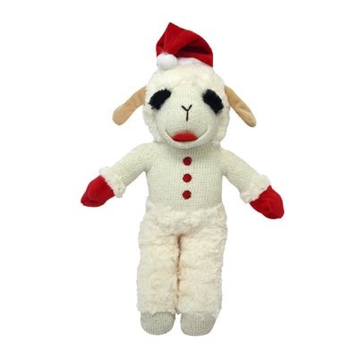 Multipet Lamb Chop Dog Plush Toy w/Santa Hat - Dog Toy for All Dogs - Extra Soft Plush Dog Toy - Stuffed Animal Dog Toy for Cuddling & Playing - Cute Pet Toy (10.5â€, Cream)