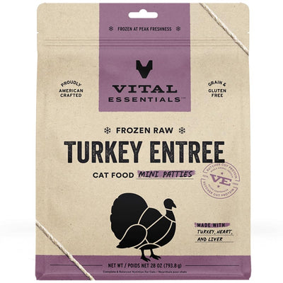 Vital Essentials Turkey Entrée Mini Patties Frozen Raw Cat Food