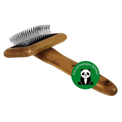 Alcott Bamboo Groom Slicker Brush with Stainless Steel Pins for Pets, Small,Black