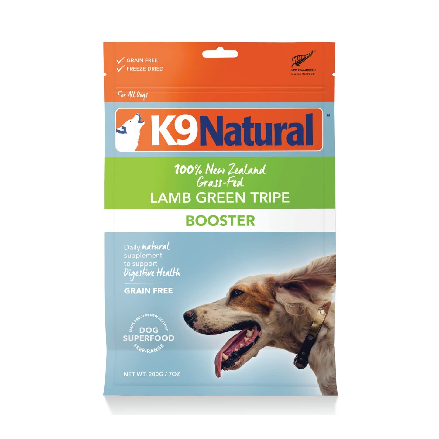 K9 Natural - Grain Free Freeze Dried Dog Food Supplement Booster - Lamb Green Tripe, 7oz