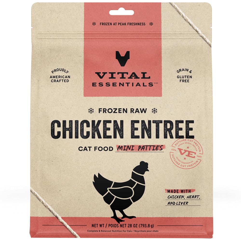 Vital Essentials Chicken Entrée Mini Patties Frozen Raw Cat Food