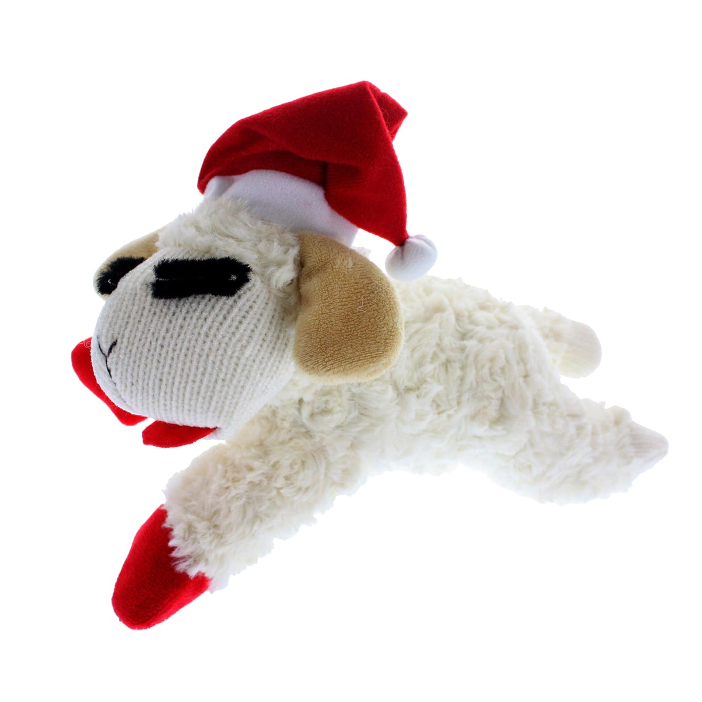 Multipet Lamb Chop Dog Plush Toy w/Santa Hat - Squeaky Dog Toy for All Dogs - Extra Soft Plush Dog Toy - Stuffed Animal Dog Toy for Cuddling & Playing - Cute Pet Toy (10.5â€, Cream, 5 Squeakers)