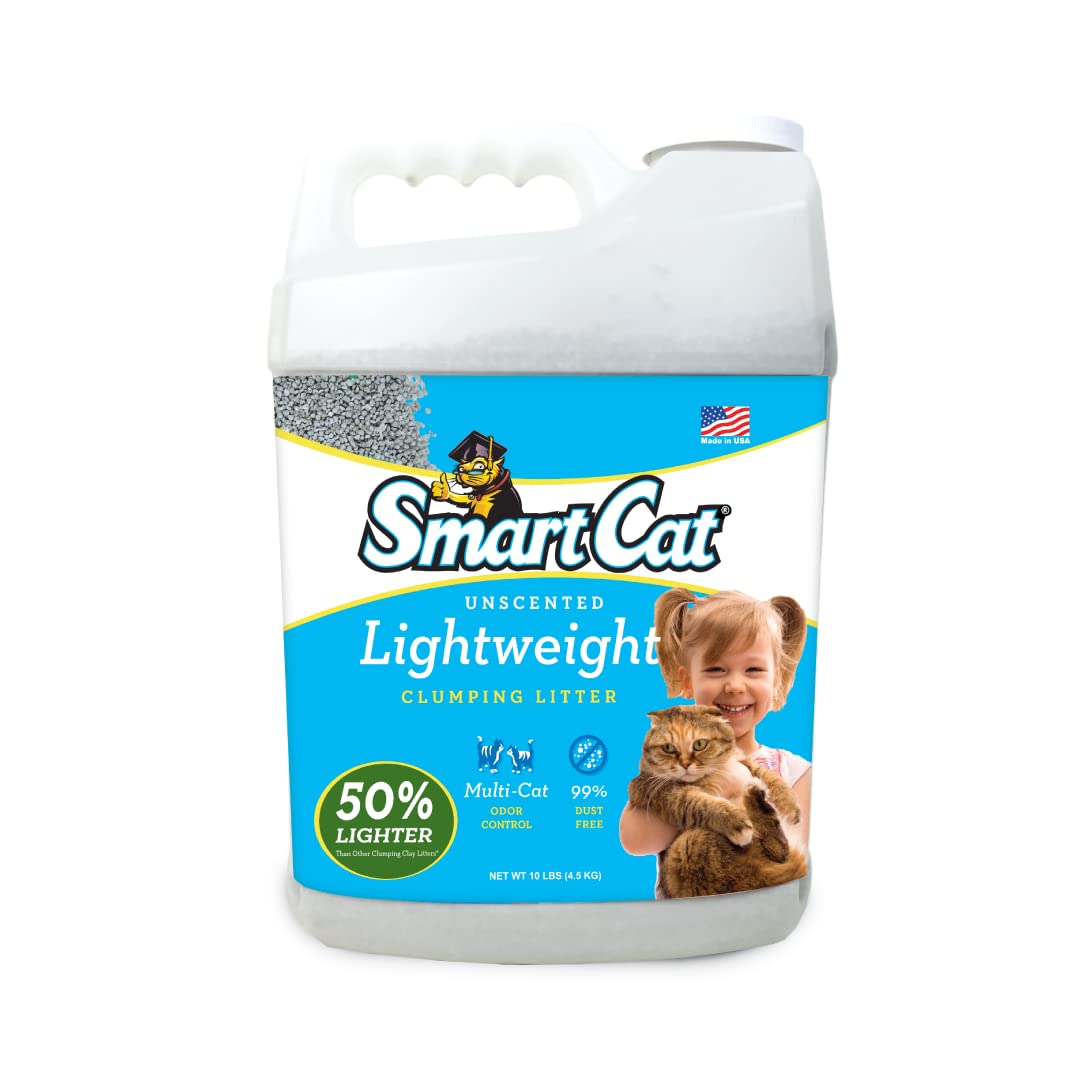 SmartCat Lightweight Clumping Litter, 10 Pound (160oz 1 Pack) - Unscented and Lightweight