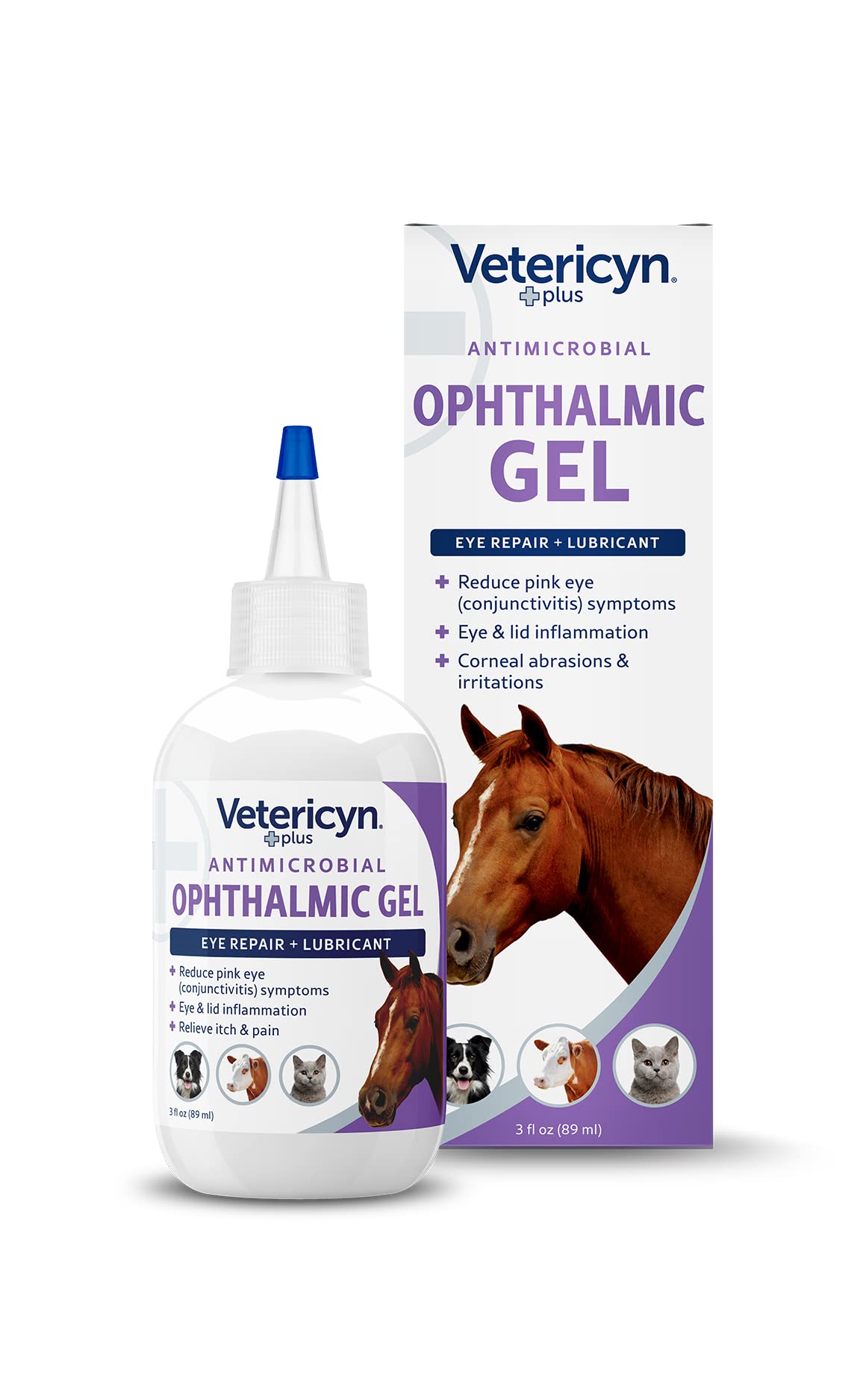 Vetericyn Plus Ophthalmic Eye Gel for Horses | Eye Ointment Alternative to Lubricate and Relieve Horse Eye Irritations, Safe for All Animals. 3 ounces