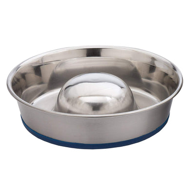 OurPets DuraPet Slow Feed Premium Stainless Steel Dog Bowl, Silver (2040010301)