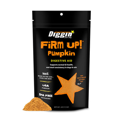 Diggin' Your Dog - Firm Up Pumpkin for Dogs & Cats - Fiber Supplement with Pumpkin & Apple Fiber for Cat & Dog Digestive Support - Made in USA, 4 oz