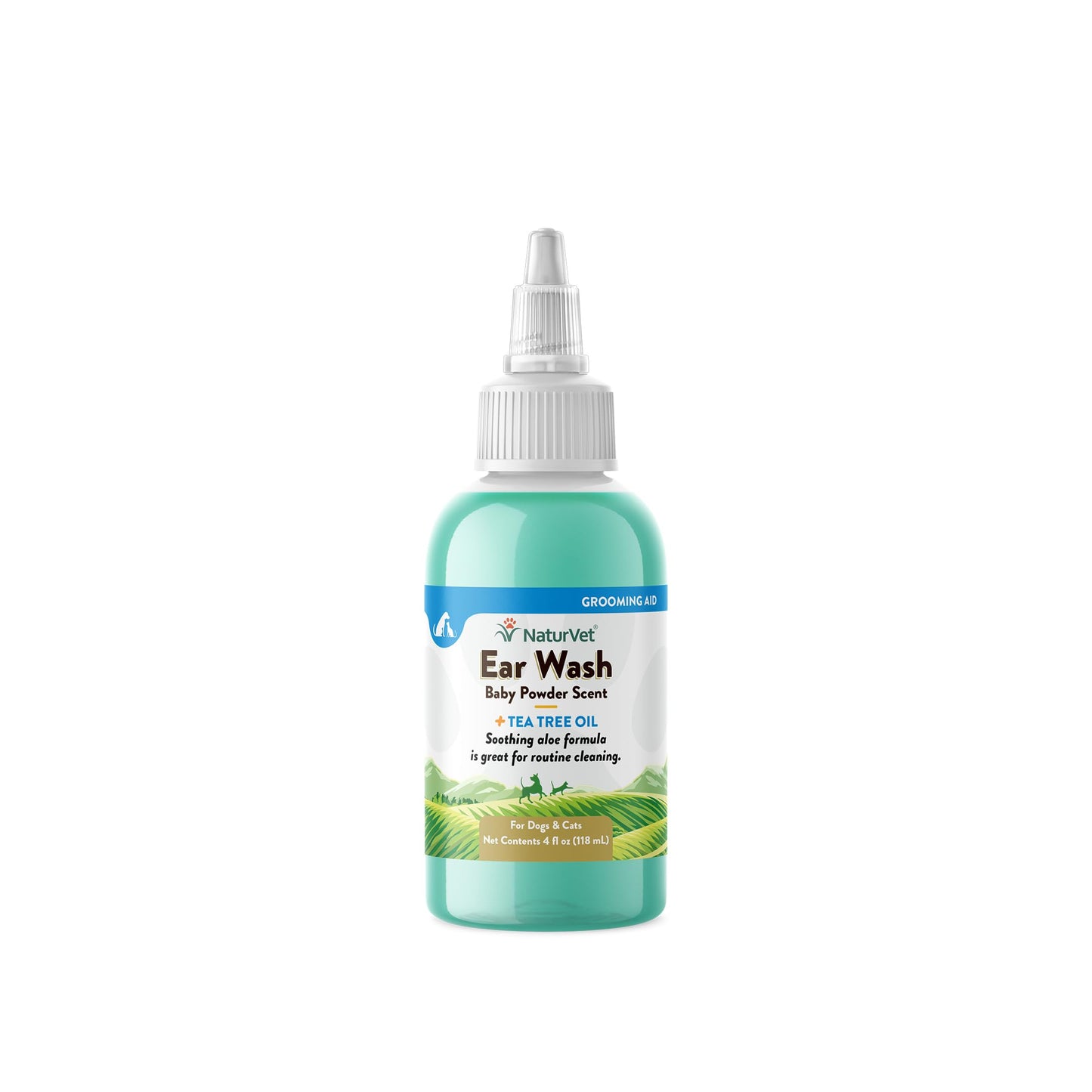 NaturVet Ear Wash w/Tea Tree Oil (Aloe & Baby Powder Scent) 4 oz