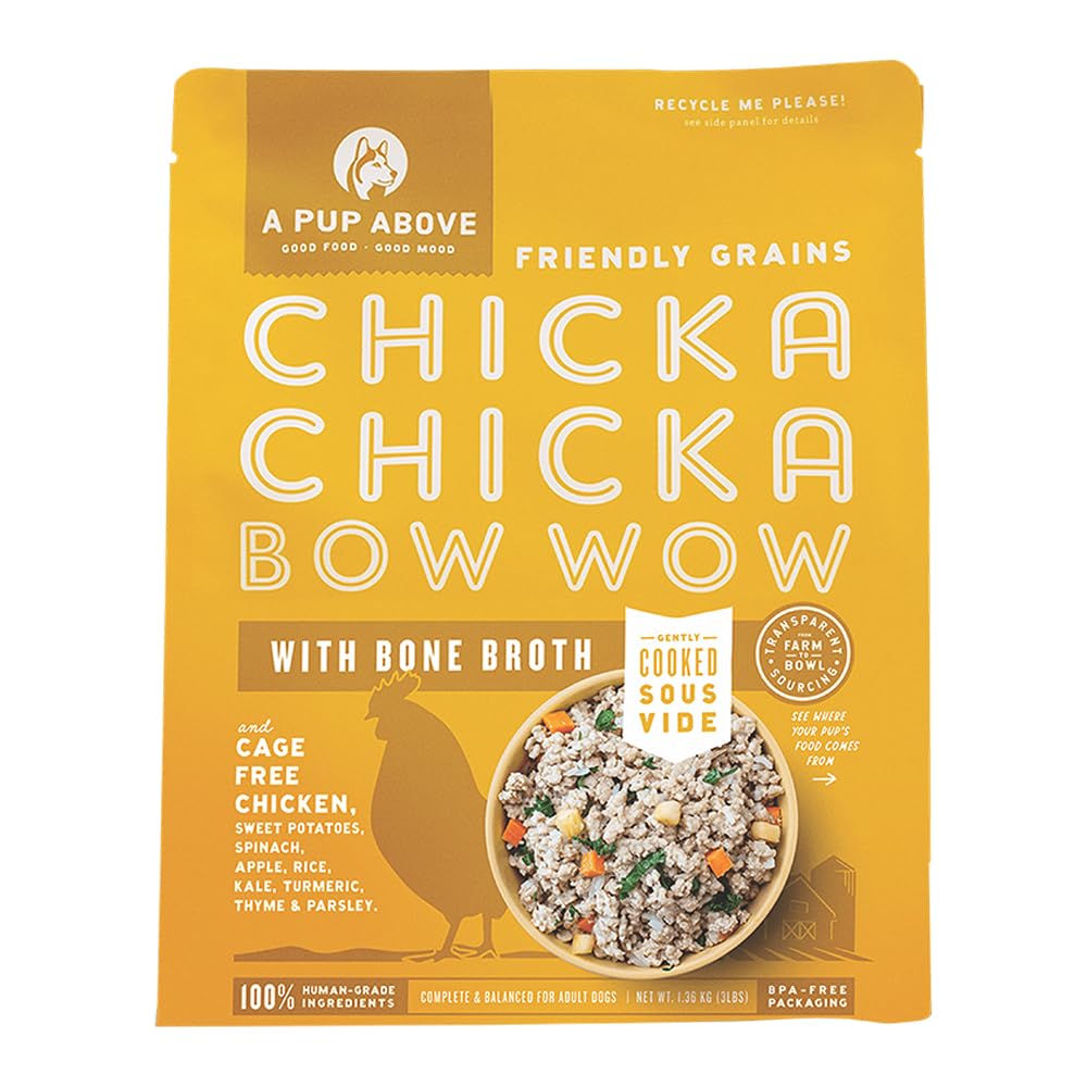 A Pup Above, Gently Cooked Friendly Grains Chicka Chicka Bow Wow with Bone Broth Frozen Dog Food, 48 Ounce