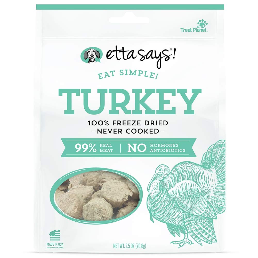 Etta Says Eat Simple Turkey Dog Treats, 2.5 Ounces, Freeze Dried Real Meat, Made in the USA