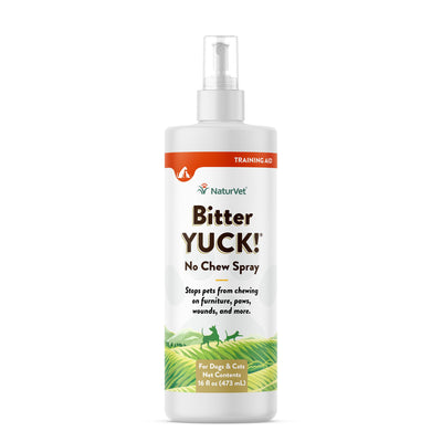 NaturVet Bitter Yuck! No Chew Spray for Dogs, Cats, and Horses Pet Training Spray, Liquid, Made in The USA, 16 Ounce