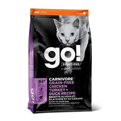 Go! Solutions Carnivore, Grain-Free, Protein Rich Dry Cat Food, Chicken, Turkey and Duck Recipe, 3 lb Bag