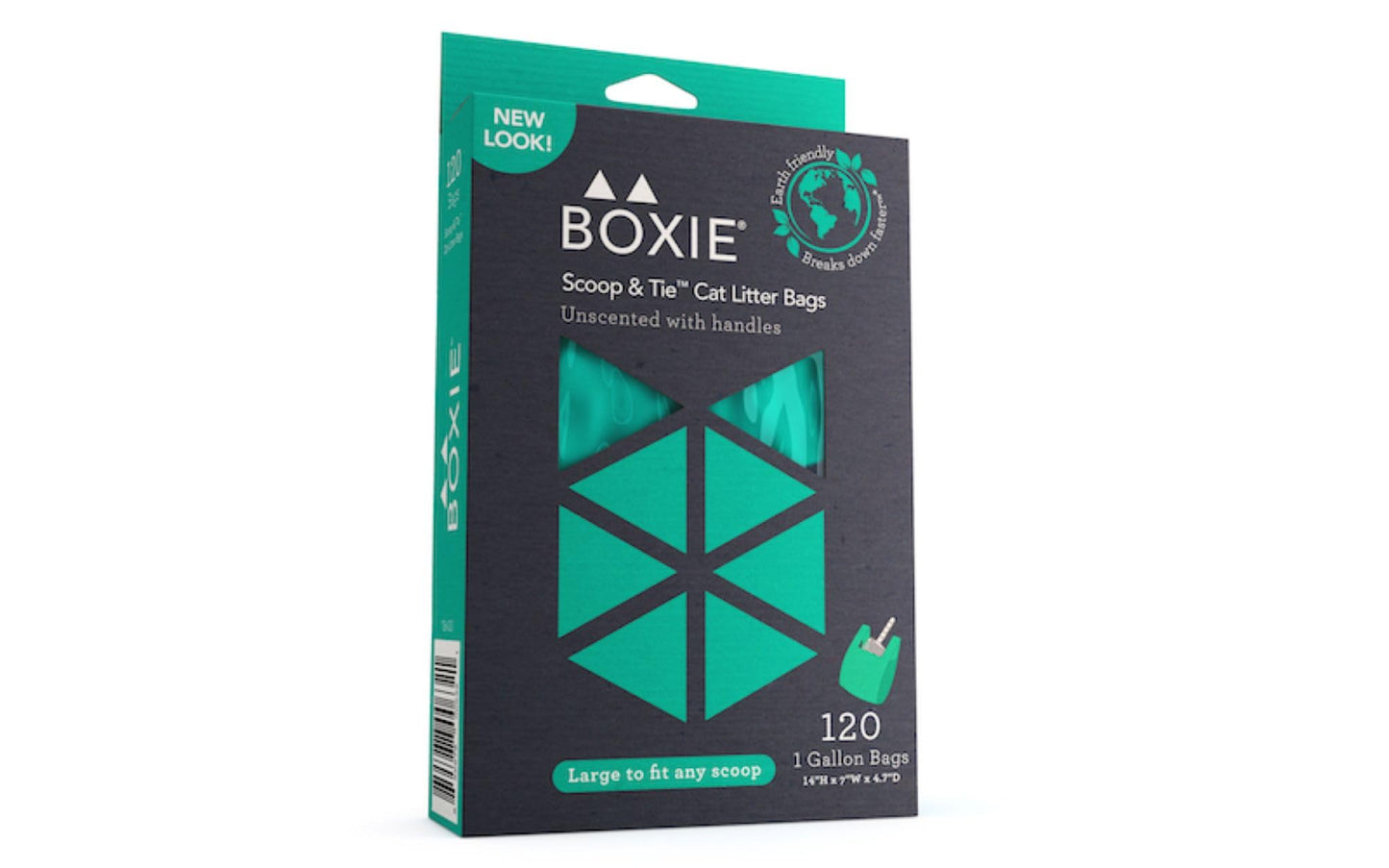 Boxie® Sustainable Scoop & Tie™ Bags for Pet Waste, Boxiecat- 120 Count (Pack of 1)