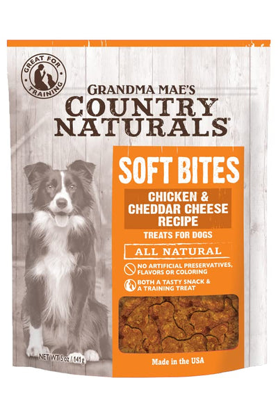 Grandma Mae's Country Naturals Chicken and Cheddar Cheese Soft Bites Dog Treats and Snacks |All Natural | Made in The USA | 5 oz.