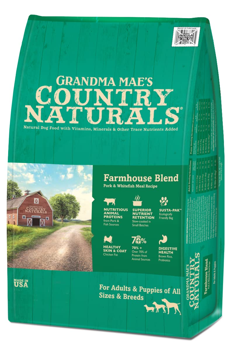 Grandma Mae's Country Naturals Grain Inclusive Dry Dog Food 24 LB Farmhouse Pork & Whitefish