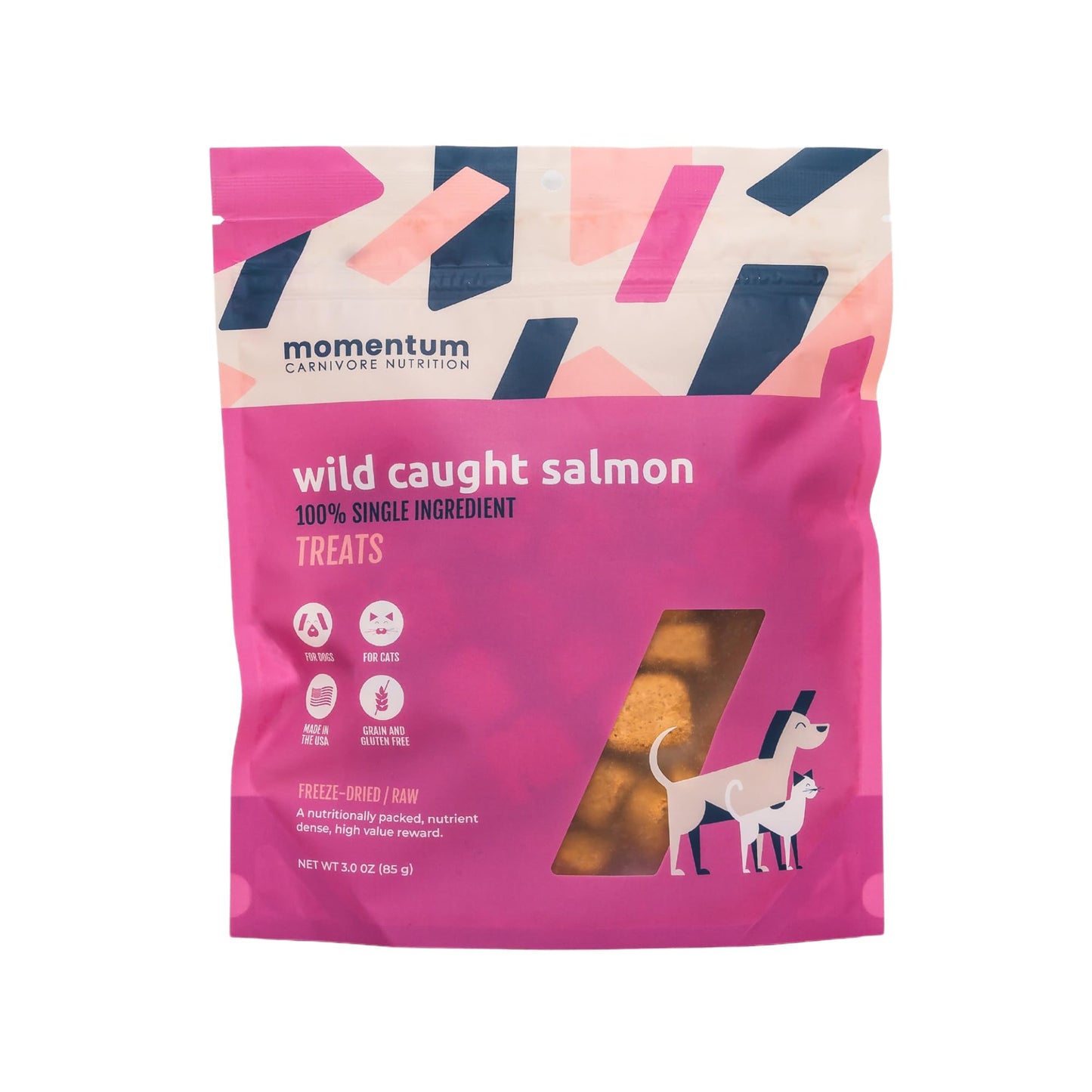 Momentum Carnivore Nutrition Freeze Dried Raw Wild Salmon Nuggets Treats 3 Oz Bag