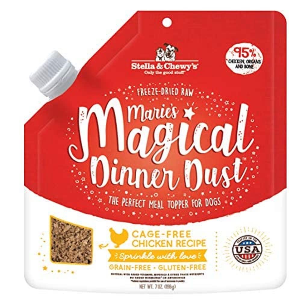 Stella & Chewy's Freeze-Dried Raw Marie's Magical Dinner Dust - Protein Rich, Grain Free Dog & Puppy Food Topper - Cage-Free Chicken Recipe - 7 oz Bag