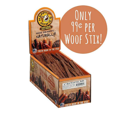 Happy Howie's Beef Woof Stix - 6" - 60 pk