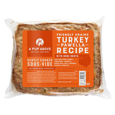 A Pup Above, Gently Cooked Friendly Grains Turkey Pawella Recipe with Bone Broth Frozen Dog Food, 16 Ounce