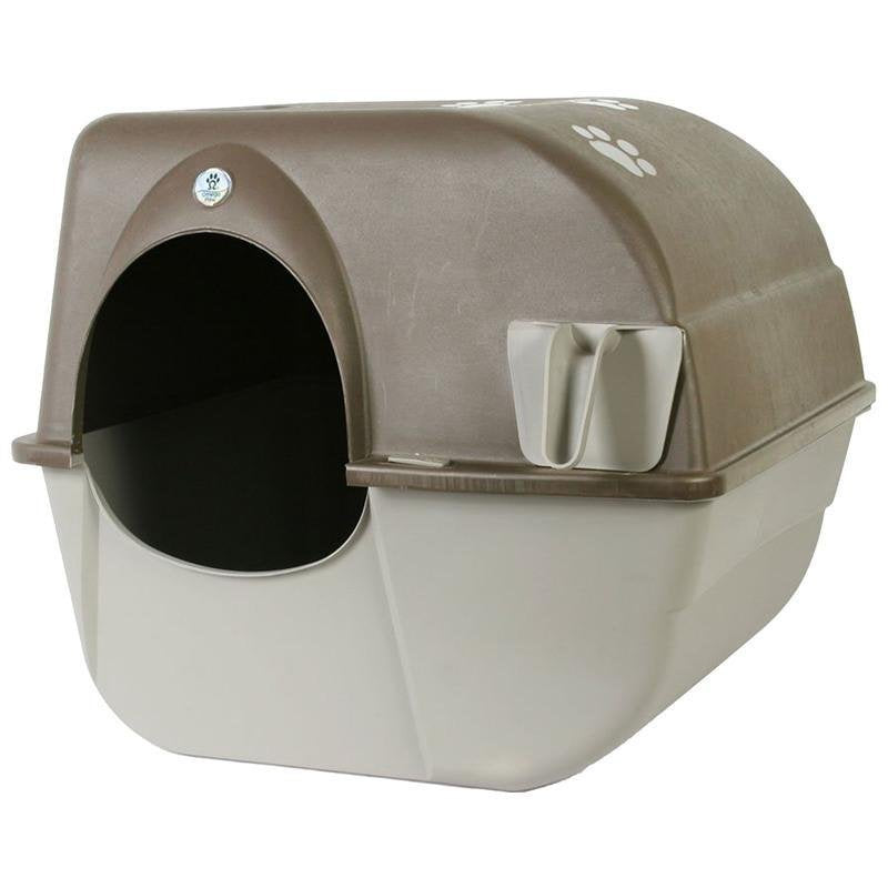 Omega Paw Roll 'N Clean Self Cleaning Covered Cat Kitten Litter Box & Lid, Large