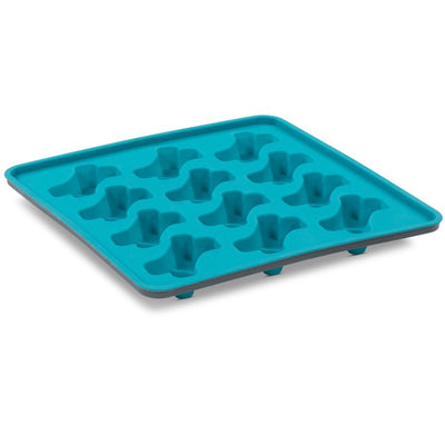 Messy Mutts Framed Silicone Treat and Topper Making Molds | 10" x 10" Tray | 12 Bone Shaped Cavities | Dishwasher, Freezer Safe | Perfect for DIY Dog Treats (Blue)