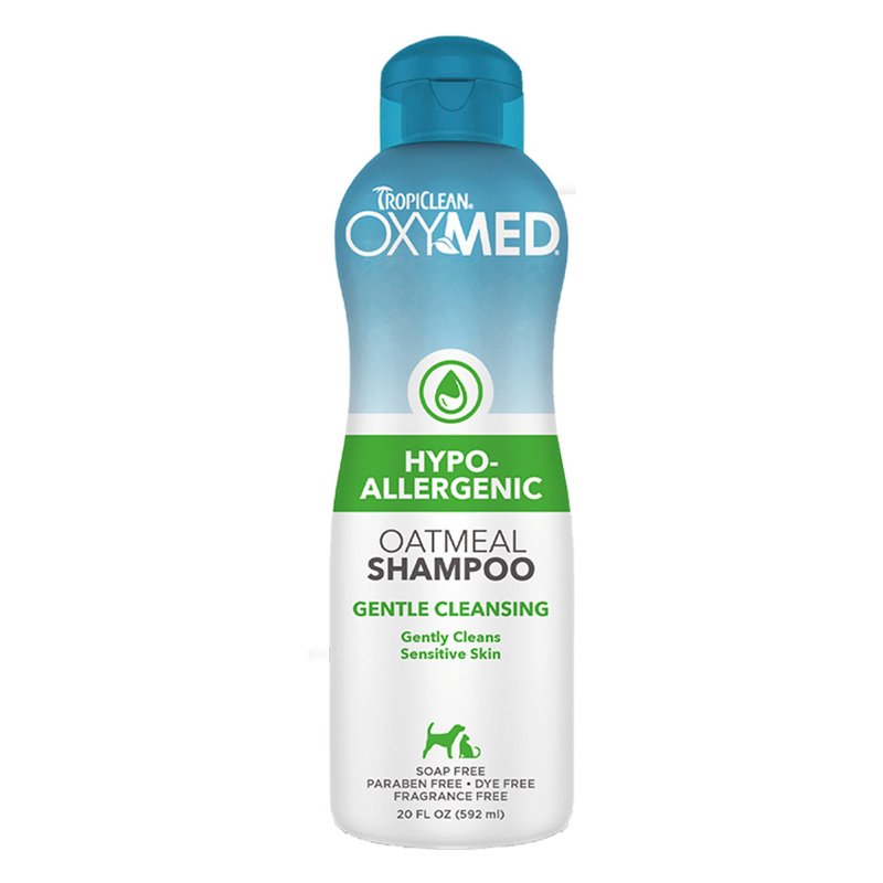 TropiClean Oxymed Hypoallergenic Cat & Dog Shampoo Sensitive Skin | Skin Soothing Oatmeal Shampoo For Pets 20 oz