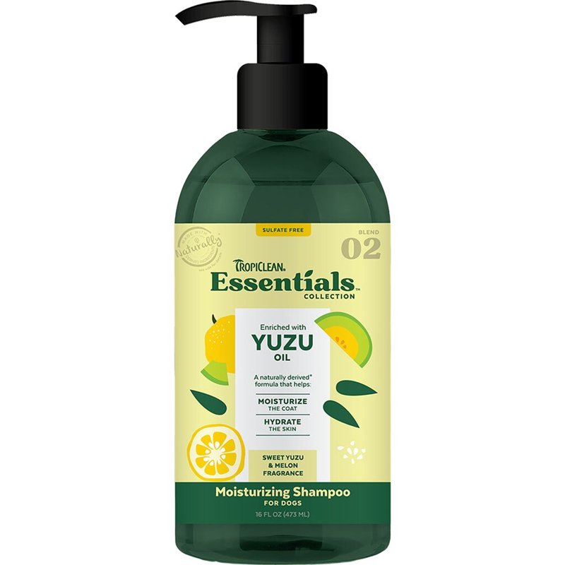 TropiClean Essentials Yuzu Fruit Moisturizing Shampoo for Dogs | Moisturize The Coat | Hydrate The Skin | Derived from Natural Ingredients